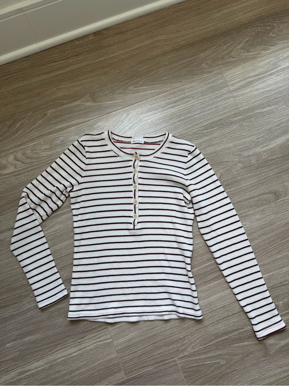 MOTHER Itty Bitty Pixie Thermal Stripe Tease Sz S Red White Blue EUC